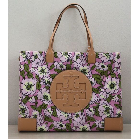 Tory Burch 151611-650 Aster Pink Flower Ella Nylon Floral Printed Tote Bag - Picture 1 of 10